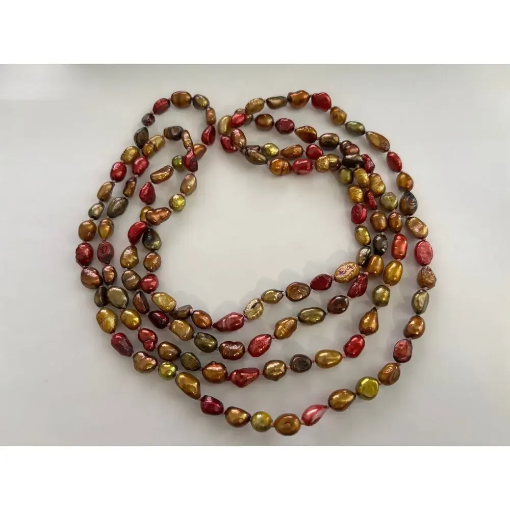Cultered Freshwater Baroque Pearls Strand Long Multicolor